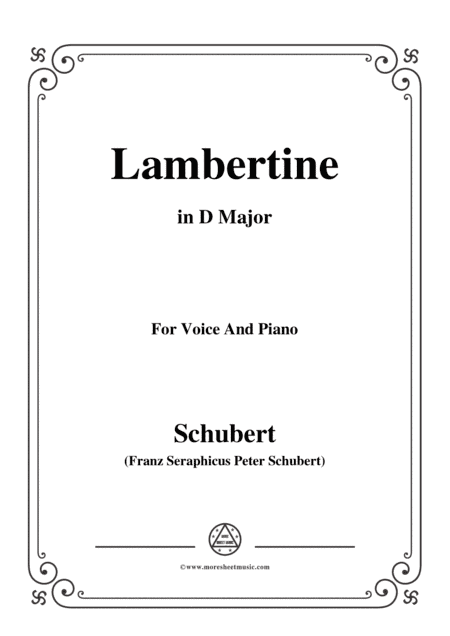 Schubert-Lambertine,in D Major,for Voice&Piano (arr. MSM)
