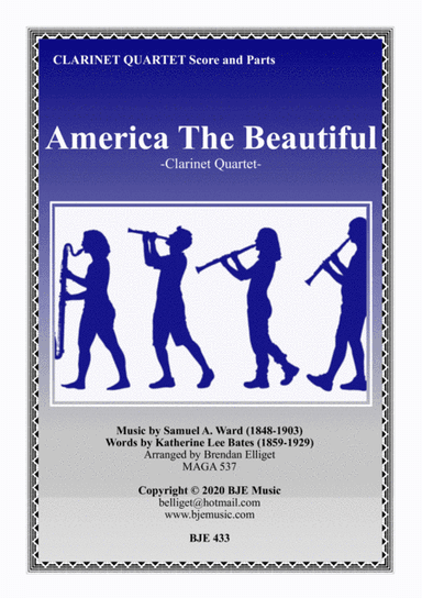 America the Beautiful - Clarinet Quartet Score and Parts PDF (arr. Brendan Elliget MAGA 537)