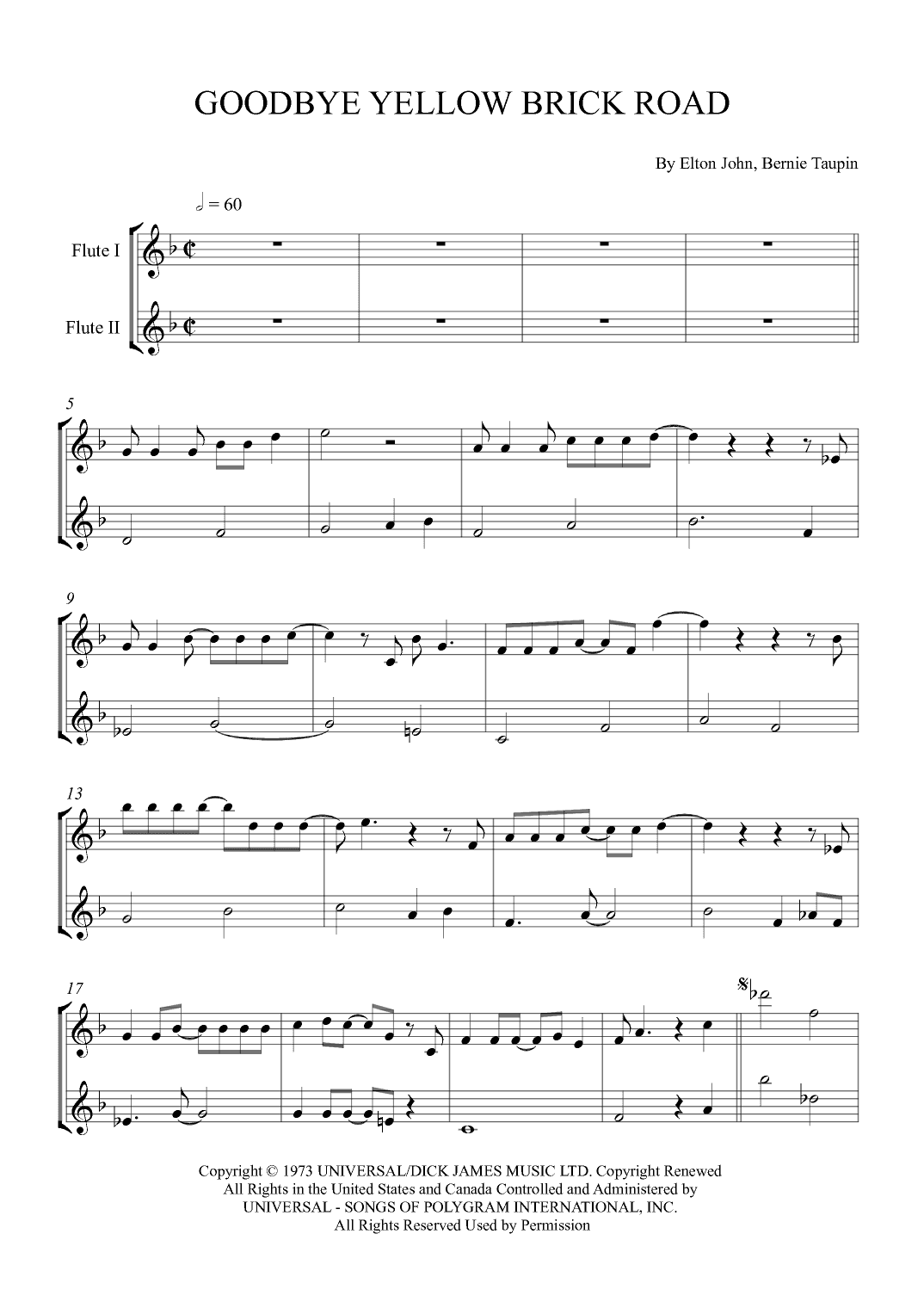 Goodbye Yellow Brick Road (arr. Alex Nunes Rodrigues)