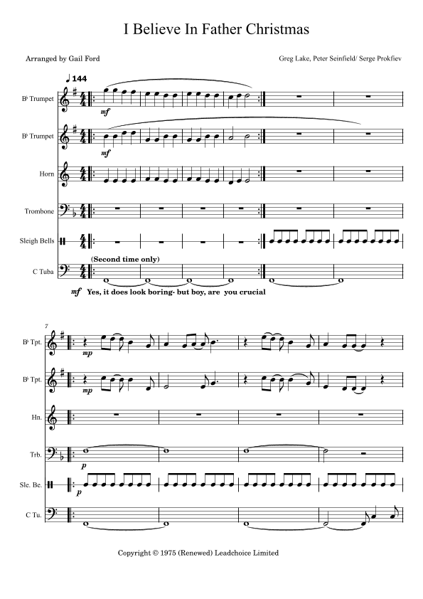 I Believe In Father Christmas (arr. Gail Ford)