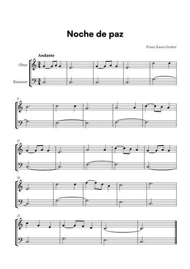 Noche de paz (for Oboe and Bassoon) (arr. Cadenza Editions)