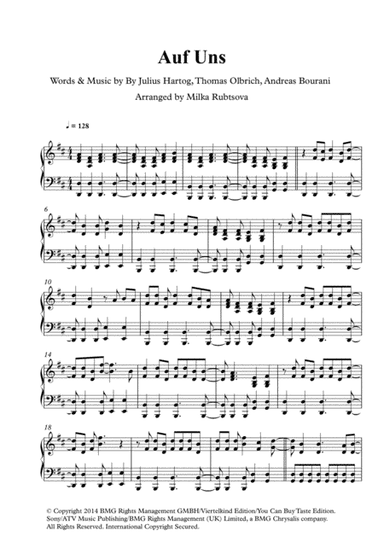 Auf Uns (arr. Milka Rubtsova)