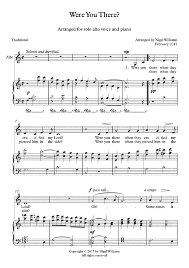 Were You There? for Alto solo voice and Piano (arr. Nigel Williams)