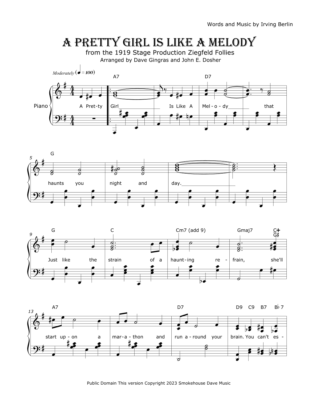 A Pretty Girl Is Like a Melody (arr. Dave Gingras and John E. Dosher)