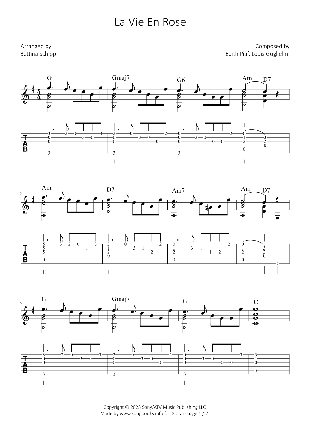 La Vie En Rose (arr. Bettina Schipp)