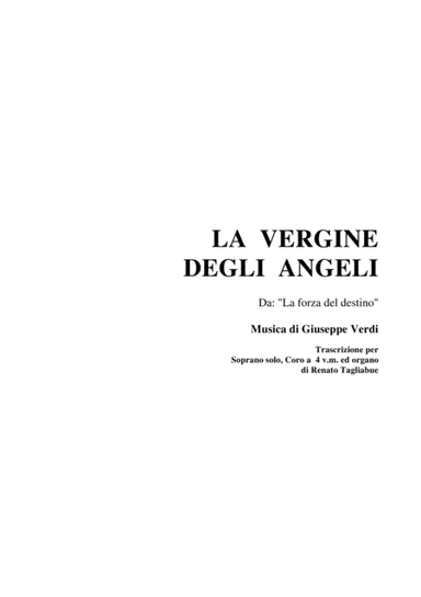 LA VERGINE DEGLI ANGELI - For Solo, SATB Choir and organ (arr. R. Tagliabue)