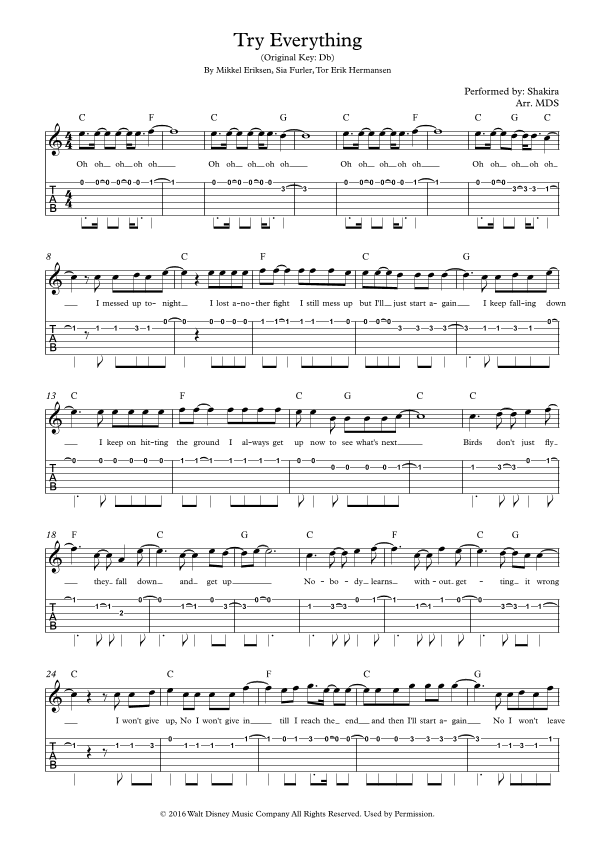 Try Everything (arr. Arr. MDS)