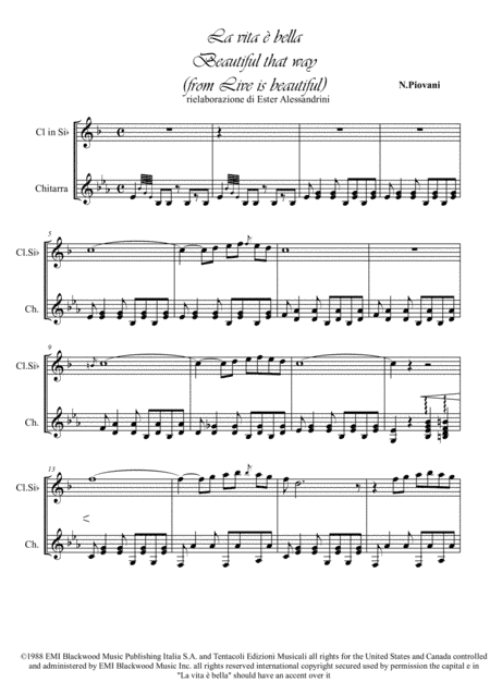 Life Is Beautiful (la Vita E Bella) (arr. Ester Alessandrini)