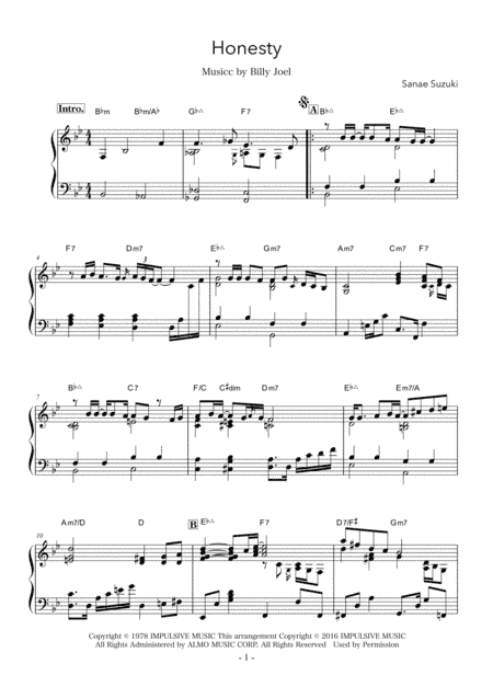 Honesty (arr. Sanae Suzuki)