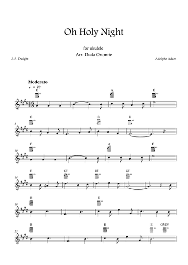 Oh Holy Night (E major - TABS - no lyrics) (arr. Duda Oriontte)