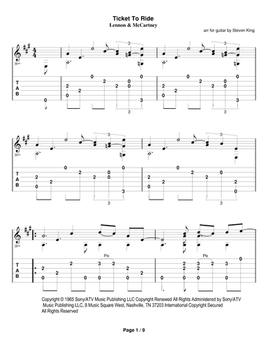 Ticket To Ride (arr. Steven King)