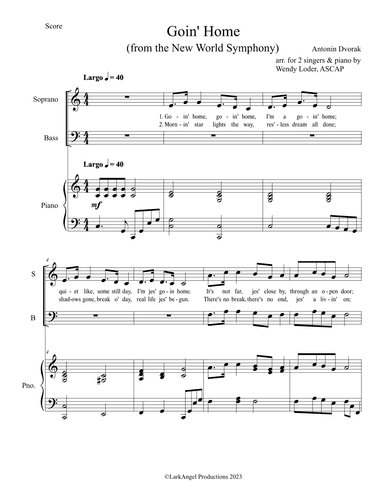 Goin' Home (Largo from "New World" Symphony (arr. Wendy Loder, ASCAP)