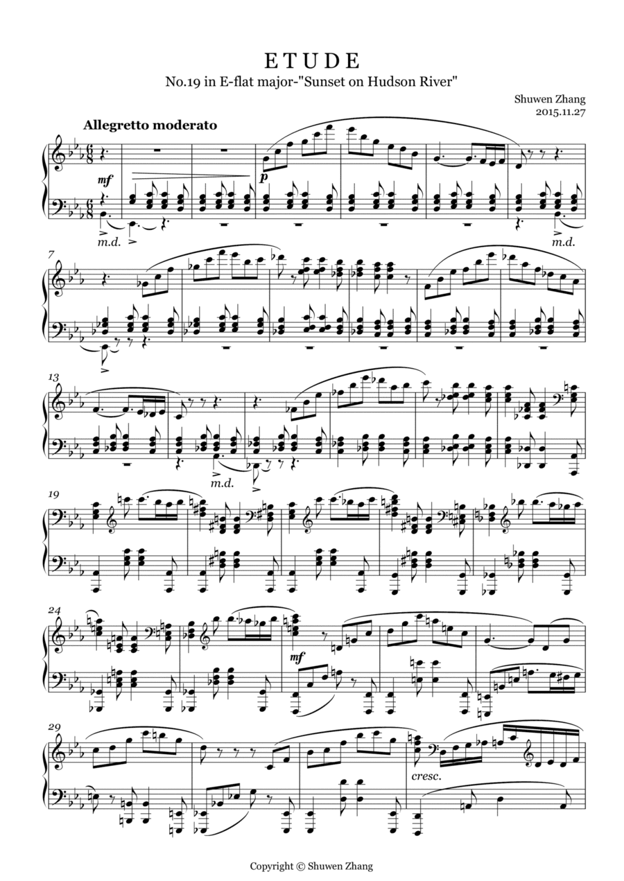 Etude No.19 in E-flat major "Sunset on Hudson River"