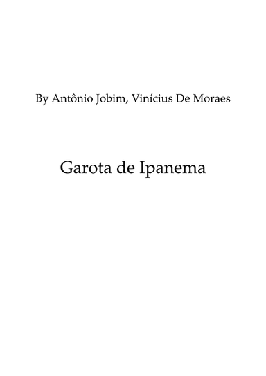 The Girl From Ipanema (garôta De Ipanema) (arr. Lipe Portinho)