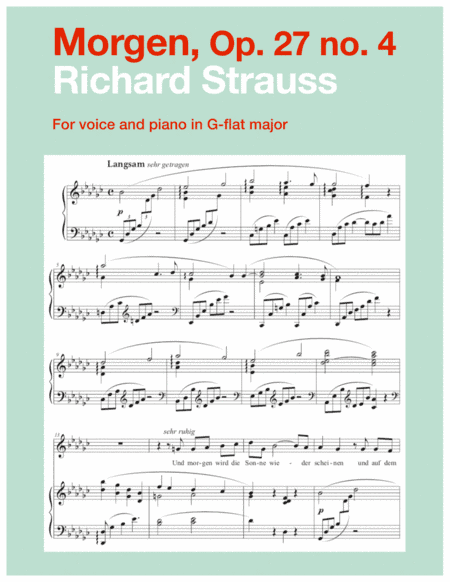 Morgen, Op. 27 no. 4 (G-flat major) (arr. Art Song Transpositions)