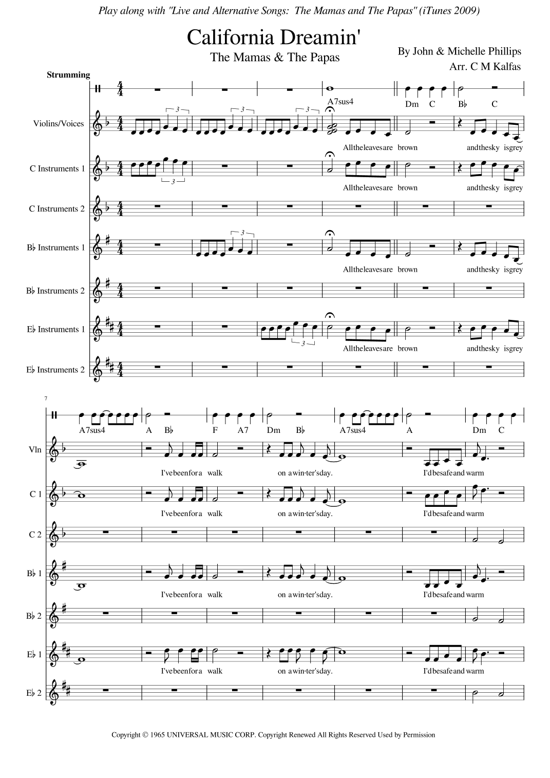 California Dreamin' (arr. Christy Kalfas)