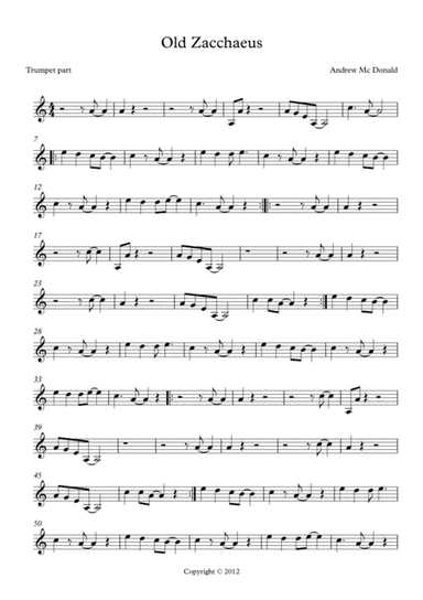 Old Zacchaeus Bb Trumpet Score