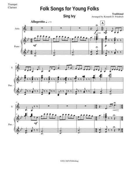 Folk Songs for Young Folks, Vol. 1 - tenor sax and piano (arr. Kenneth D. Friedrich)