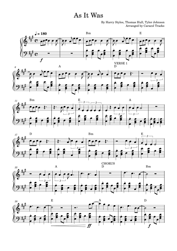 As It Was (arr. Caracol Tracks)