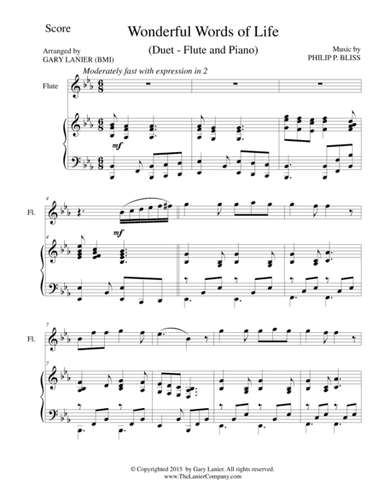 WONDERFUL WORDS OF LIFE (Duet – Flute and Piano/Score and Parts) (arr. Gary Lanier)