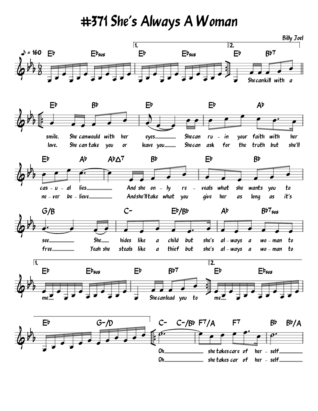She's Always A Woman (arr. John Fries)