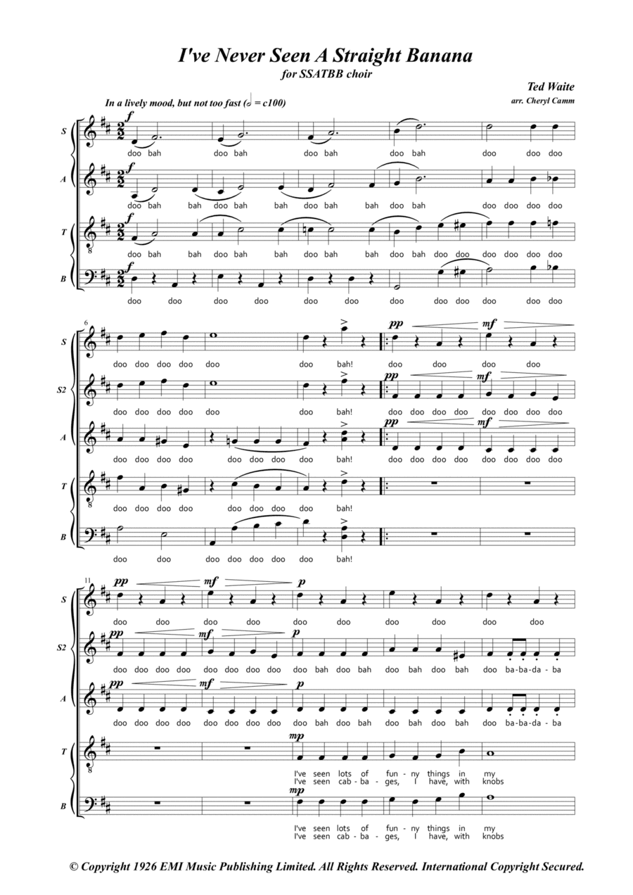 I've Never Seen A Straight Banana (arr. Cheryl Camm)
