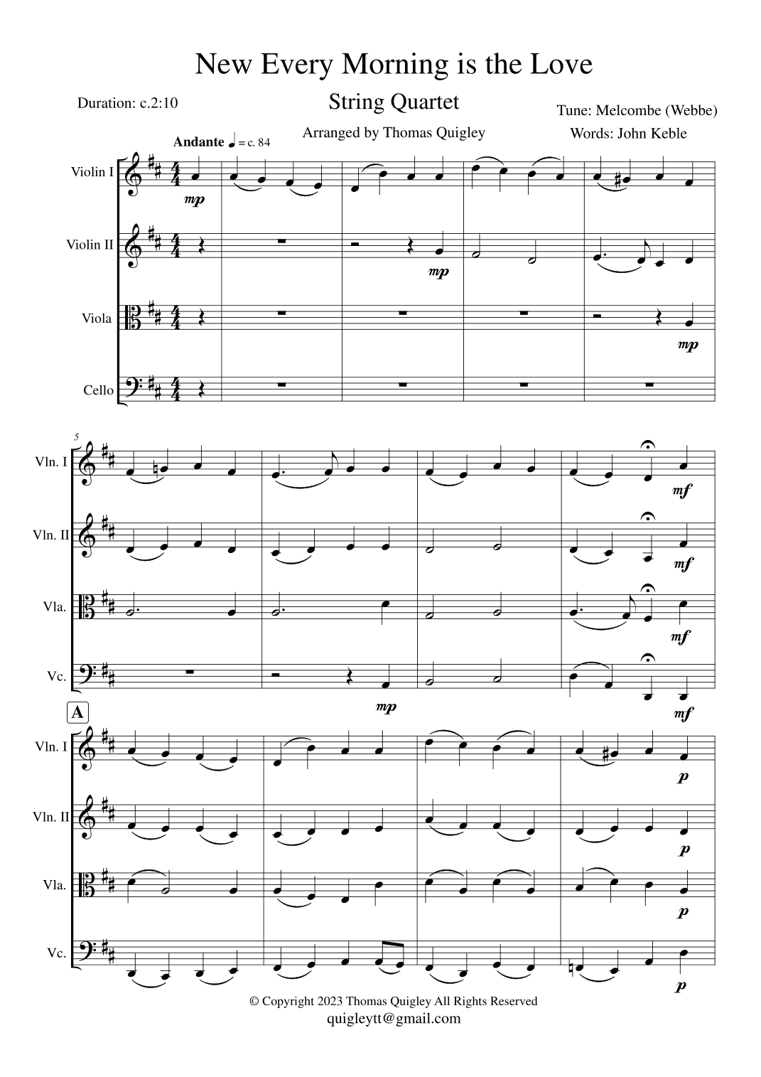 New Every Morning is the Love (arr. Thomas Quigley)