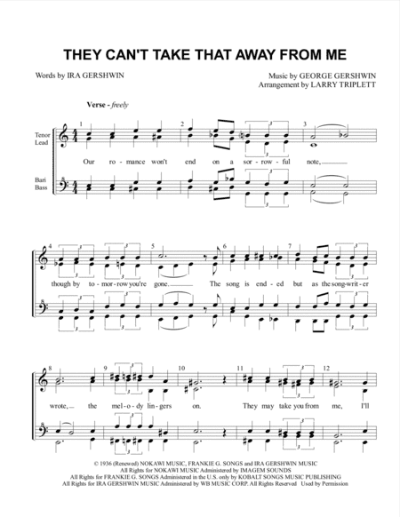 They Can't Take That Away From Me (arr. Larry Triplett)