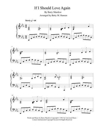 If I Should Love Again (arr. Betty M. Hansen)