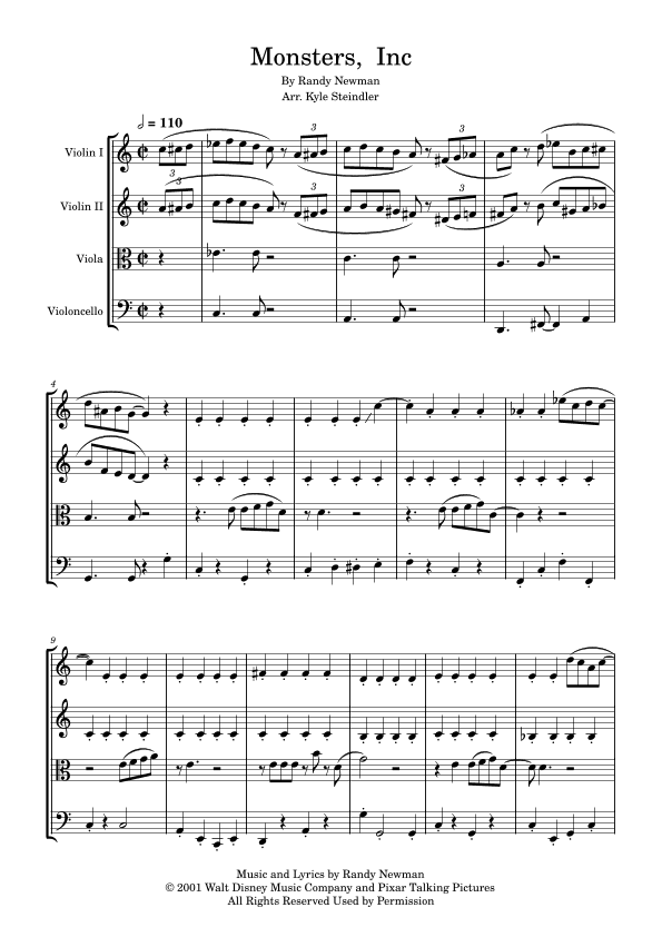 Monsters Inc. (arr. Kyle Steindler)