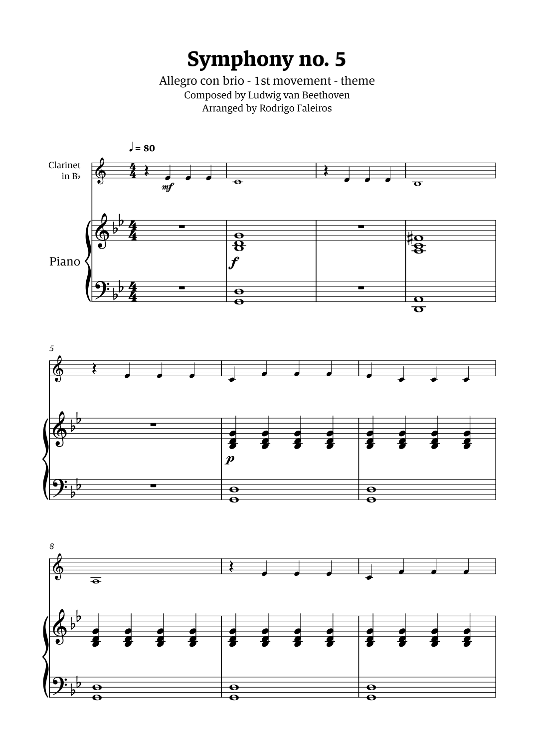 Symphony no. 5 - 1st movement (theme) (arr. Rodrigo Faleiros)