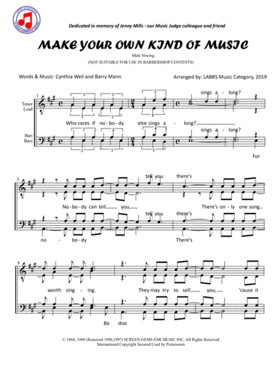 Make Your Own Kind Of Music (arr. LABBS Music Category)