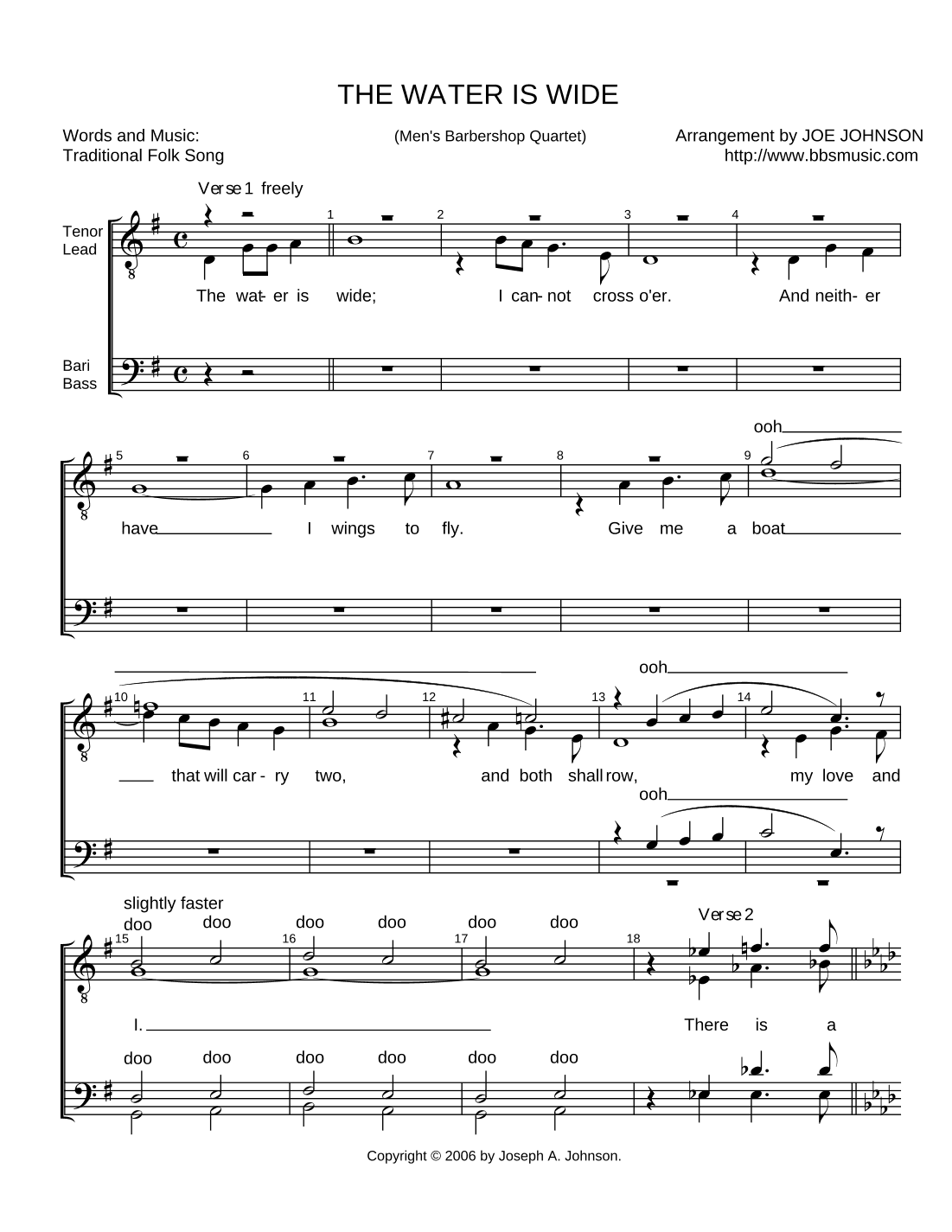 The Water Is Wide (arr. Joseph Johnson)