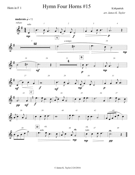 LORD, I'M COMING HOME (Horn Quartet #15) (arr. James K. Taylor)