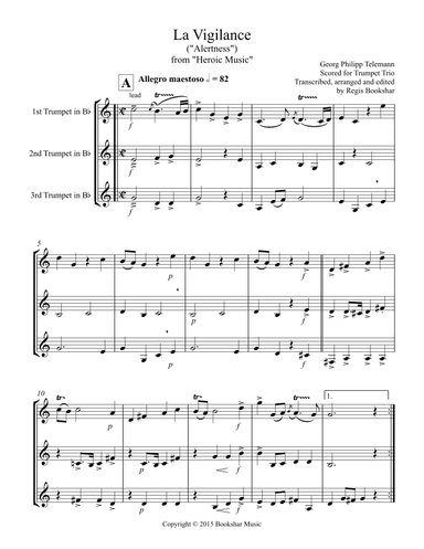 La Vigilance (from "Heroic Music") (Bb) (Trumpet Trio) (arr. Regis Bookshar)