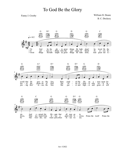 To God Be the Glory (Lead Sheet) (arr. B. C. Dockery)