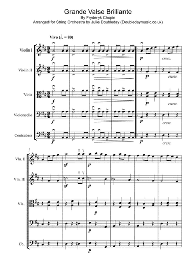 Chopin: Grande Valse Brilliante for String Orchestra - Score and Parts (arr. Julie Doubleday)