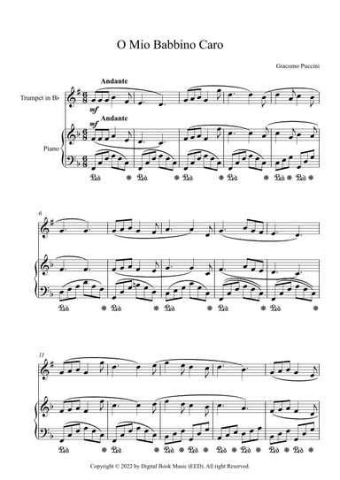 O Mio Babbino Caro - Giacomo Puccini (Trumpet + Piano) (arr. Digital Book Music)