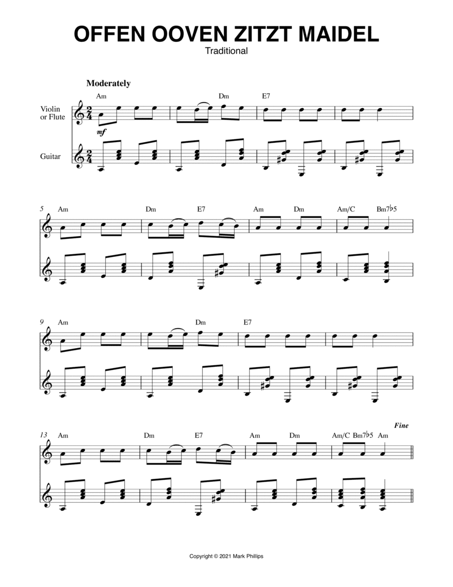 Offen Ooven Zitzt Maidel (arr. Mark Phillips)