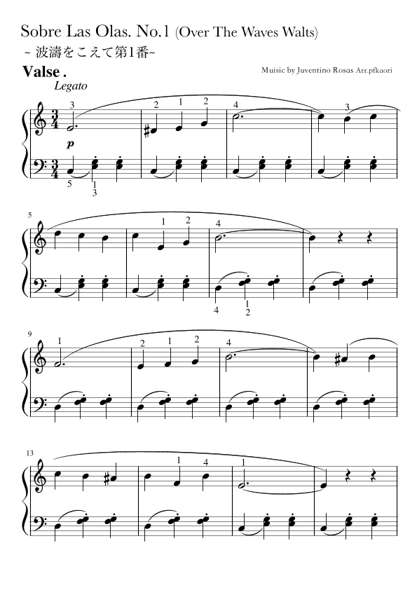 "Over the Waves" (Cdur) (arr. pfkaori)