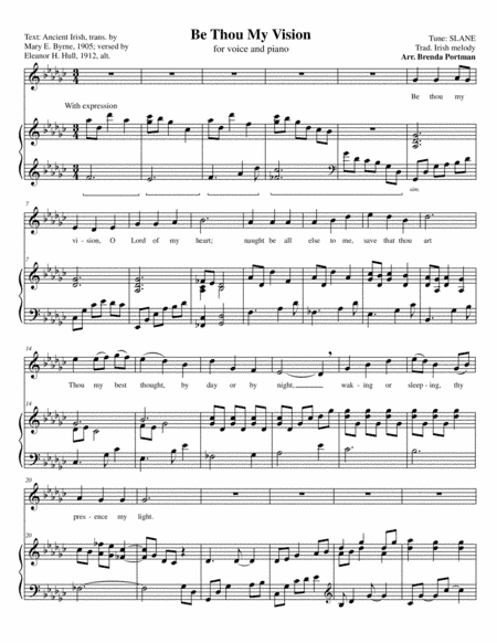 Be Thou My Vision (SLANE), High Voice (arr. Brenda Portman)