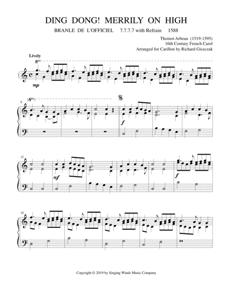 Ding Dong! Merrily on High (BRANLE DE L'OFFICIEL) (arr. Richard Giszczak)