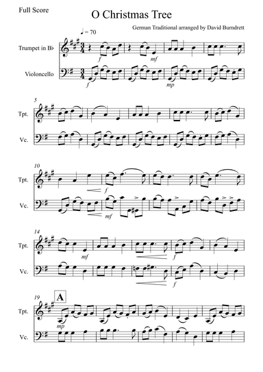 O Christmas Tree for Trumpet and Cello Duet (arr. David Burndrett)