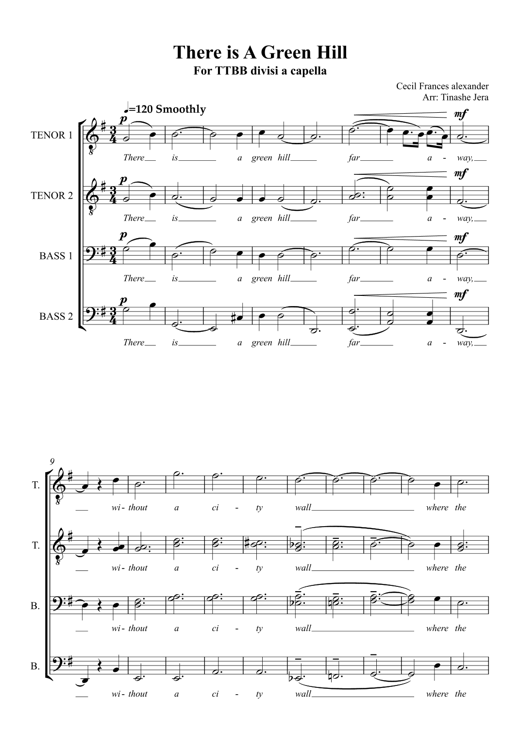 There is a green hill - TTBB a cappella (arr. Tinashe Jera)