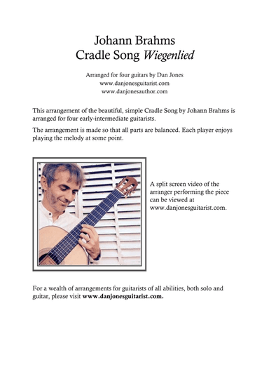 Cradle Song (Wiegenlied) (arr. Dan Jones (www.danjonesguitarist.com))