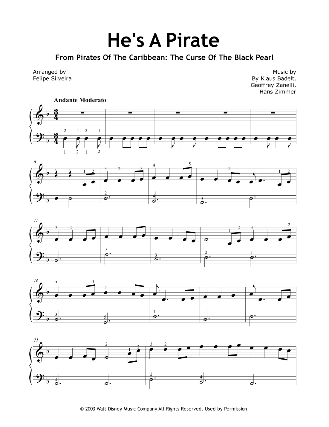 He's A Pirate (arr. Felipe Silveira)