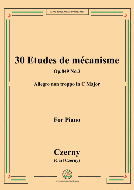Czerny-30 Etudes de mécanisme,Op.849 No.3,Allegro non troppo in C Major,for Piano (arr. MSM)
