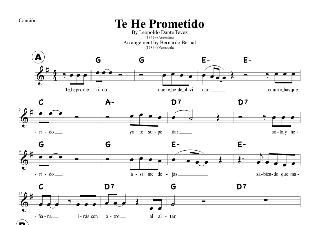 Te He Prometido (arr. Bernardo Bernal Hidalgo)