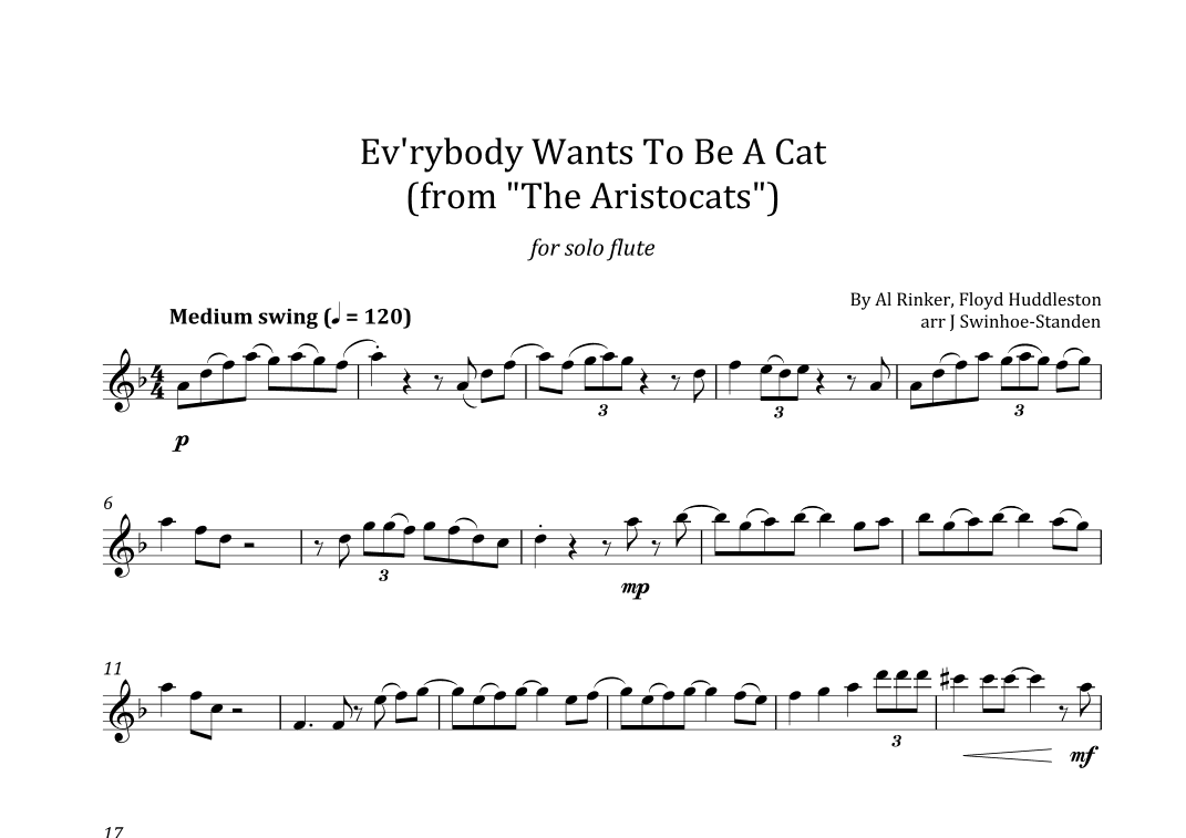Ev'rybody Wants To Be A Cat (arr. J Swinhoe-Standen)