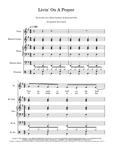 Livin' On A Prayer - Score Only (arr. Pete Gipson)